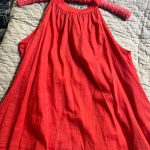 Velvet Relaxed Sleeveless Tank Top in Orange Red